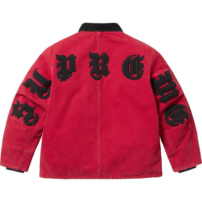 Supreme Old English Canvas Work Jacket Red