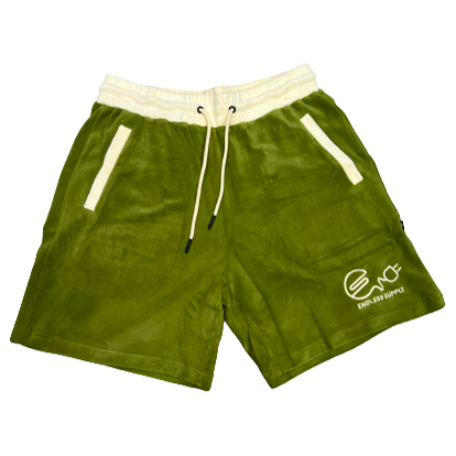 Endless Supply Velour Shorts Olive