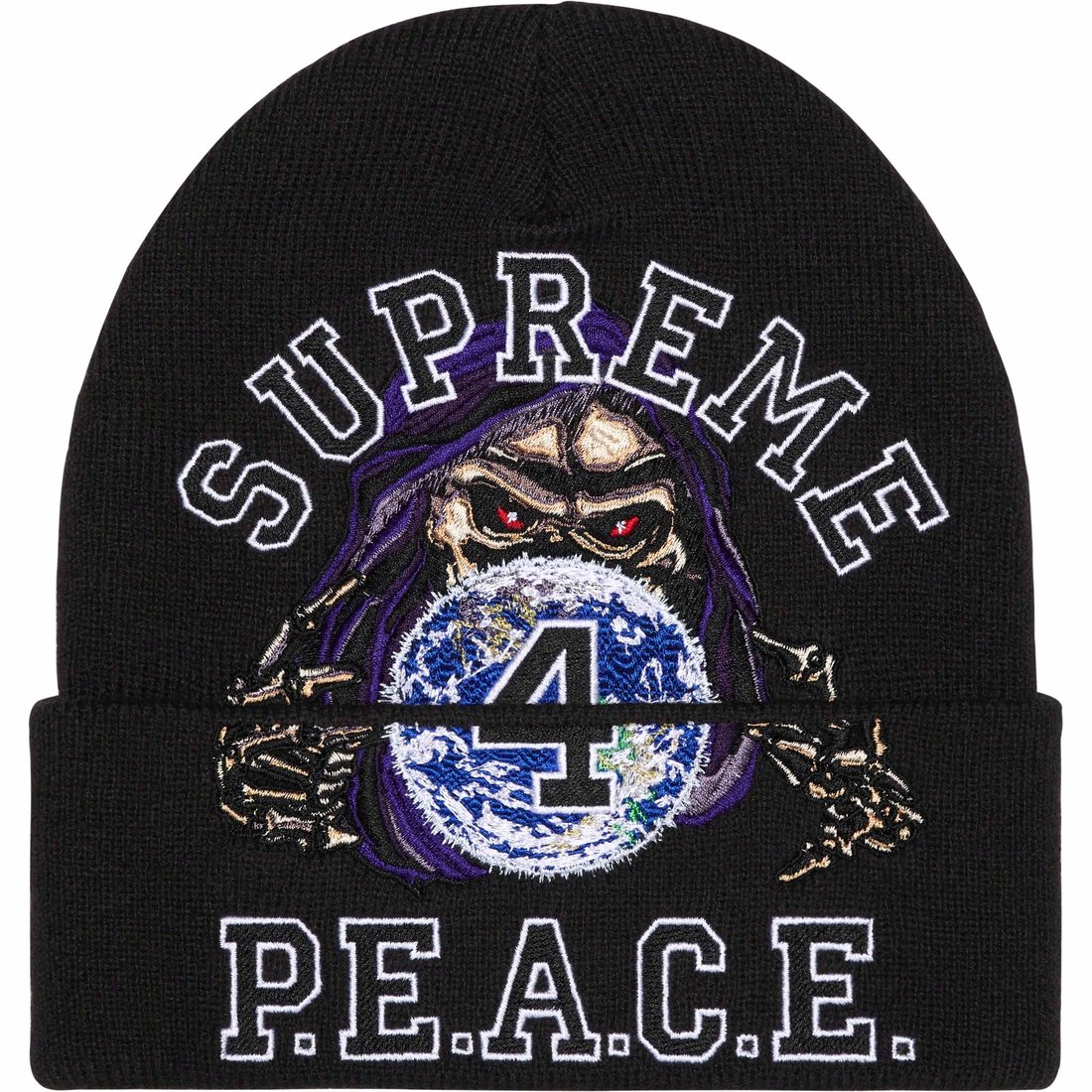 Supreme Peace Embroidered Beanie Black