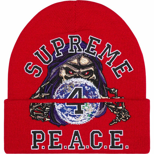 Supreme Peace Embroidered Beanie Red