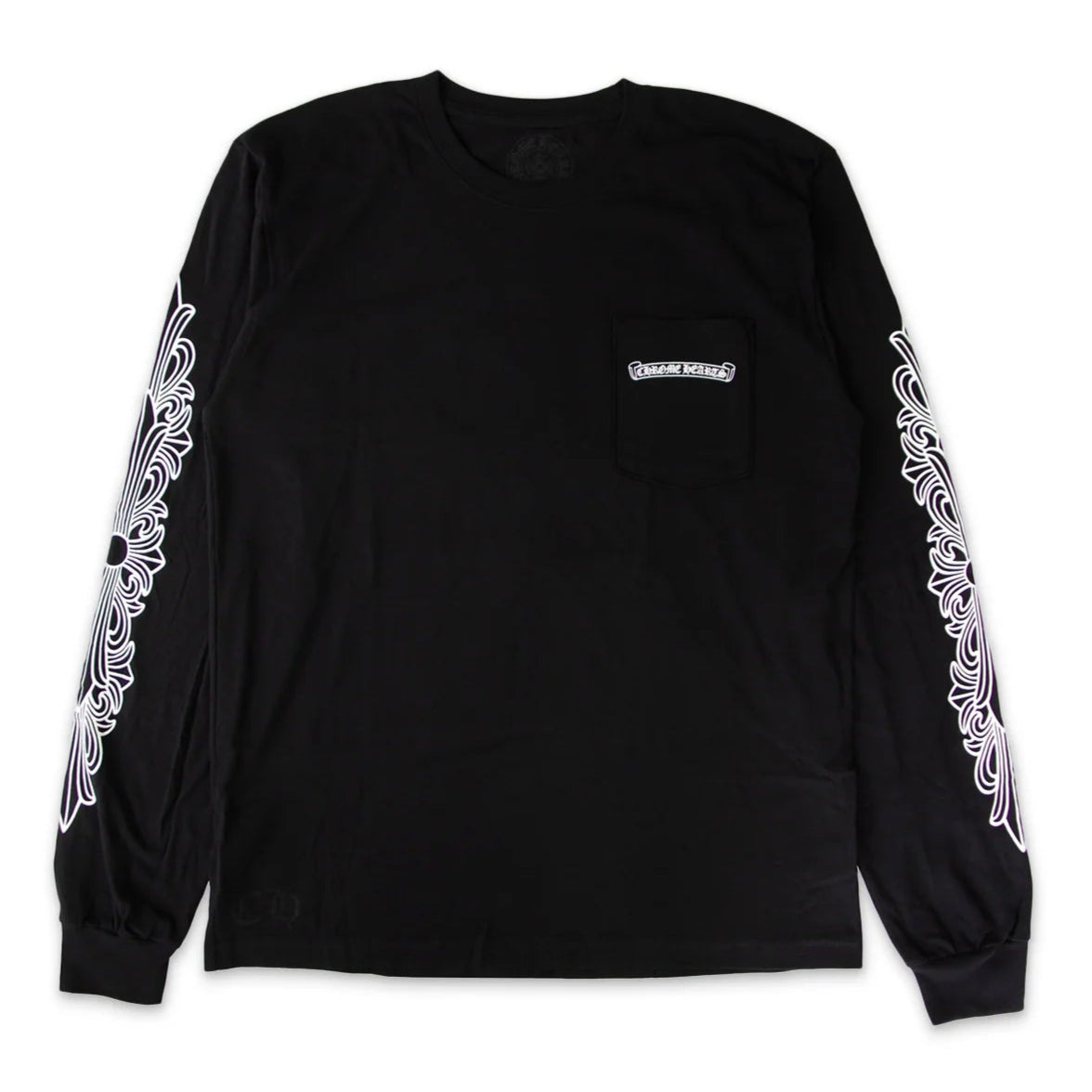 Chrome Hearts Aspen Exclusive Floral Sleeve Scroll Logo L/S T-Shirt Black