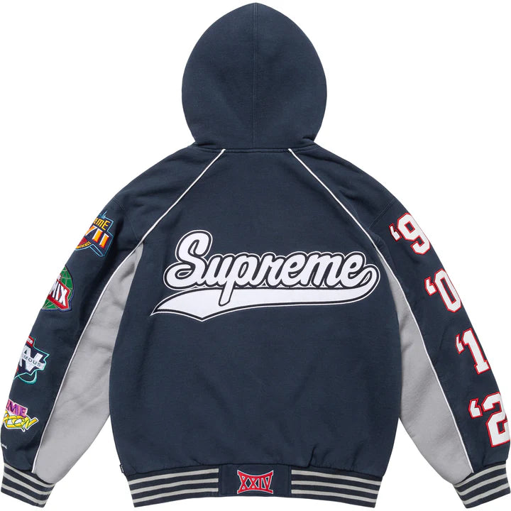 Supreme Playoffs Zip Up Hooded Sweatshirt Navy