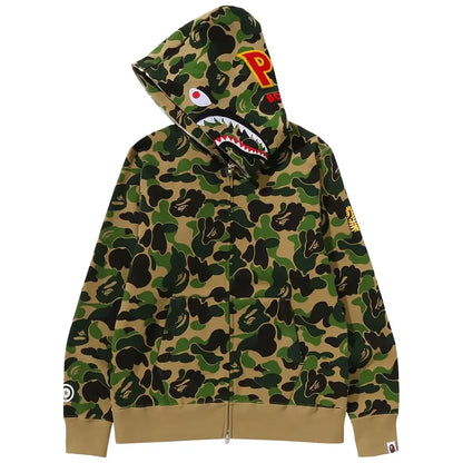 BAPE ABC Camo Shark PONR Full Zip Hoodie Green