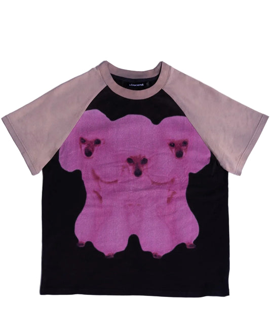 Vincent Corp. Pink Poodle Raglan Tee Black