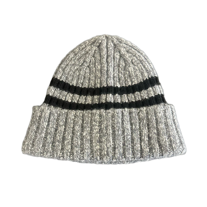 Chanel Knitted Striped Beanie Grey/Black