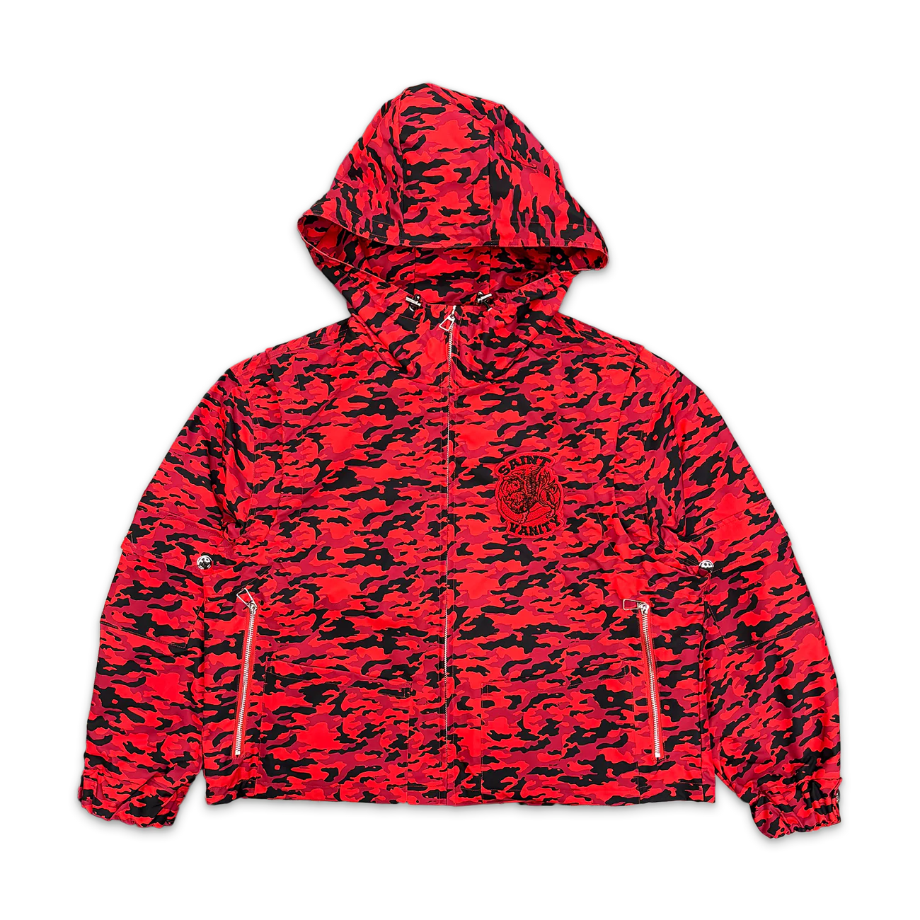 Saint Vanity Nylon Hooded Jacket Red Camo