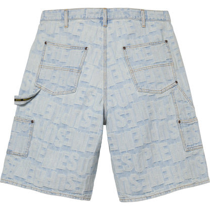 Supreme Repeat Jacquard Double Knee Denim Short Light Washed Indigo