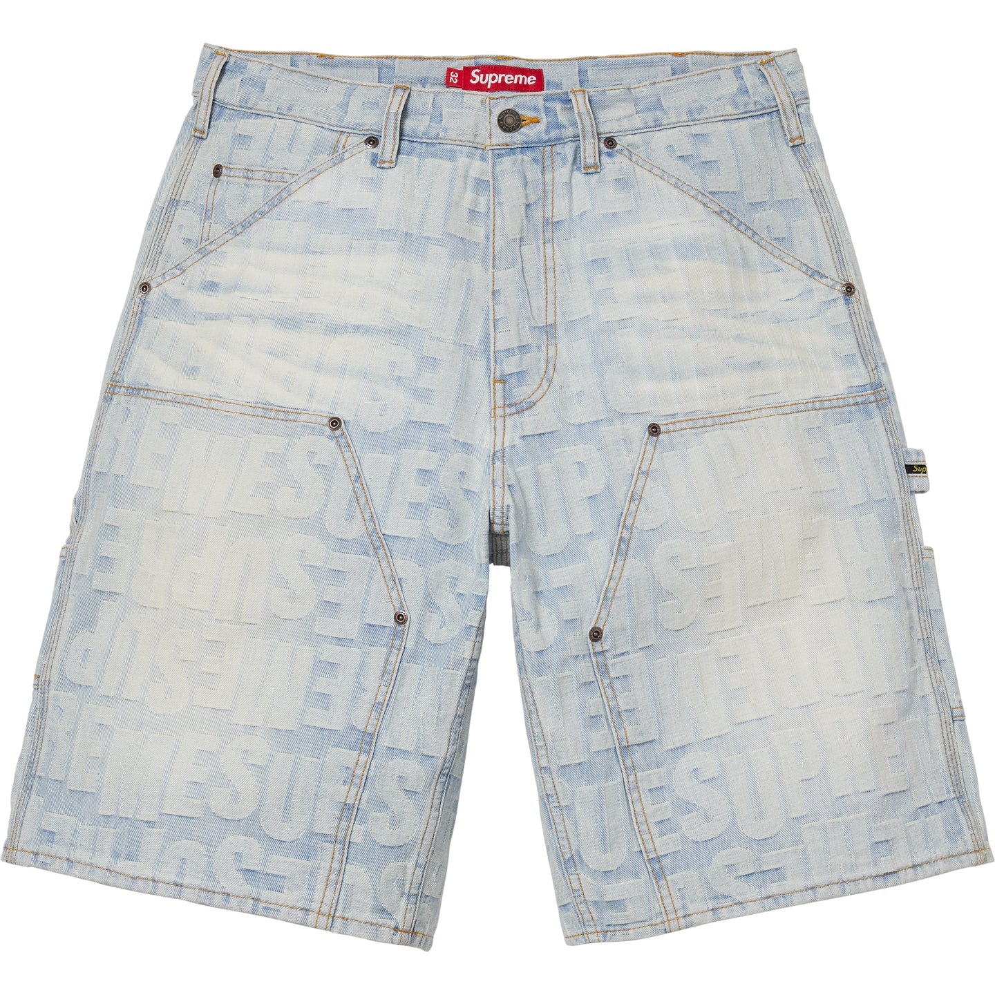 Supreme Repeat Jacquard Double Knee Denim Short Light Washed Indigo