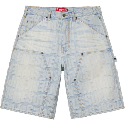 Supreme Repeat Jacquard Double Knee Denim Short Light Washed Indigo
