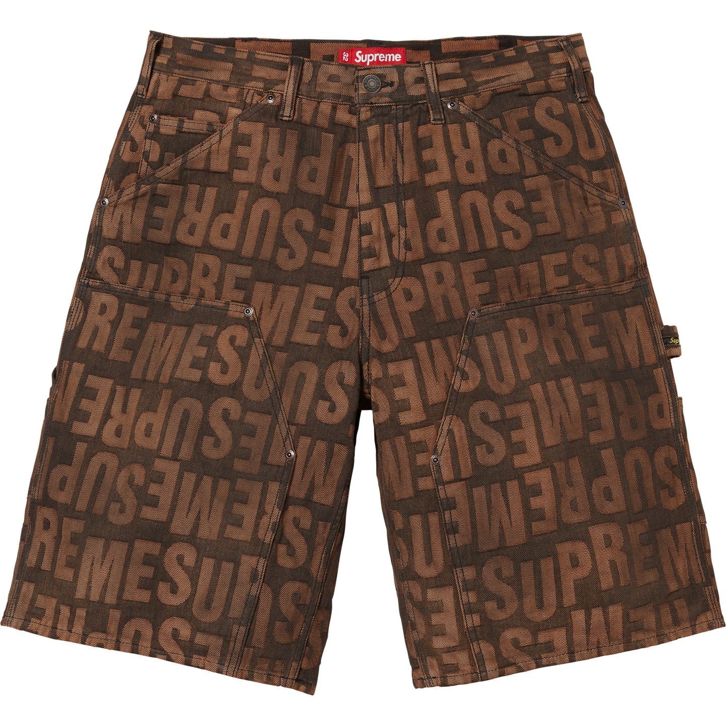 Supreme Repeat Jacquard Double Knee Denim Short Dark Brown