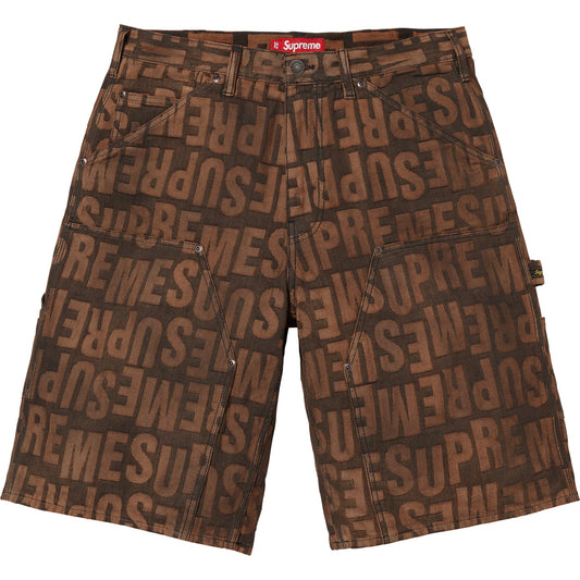 Supreme Repeat Jacquard Double Knee Denim Short Dark Brown
