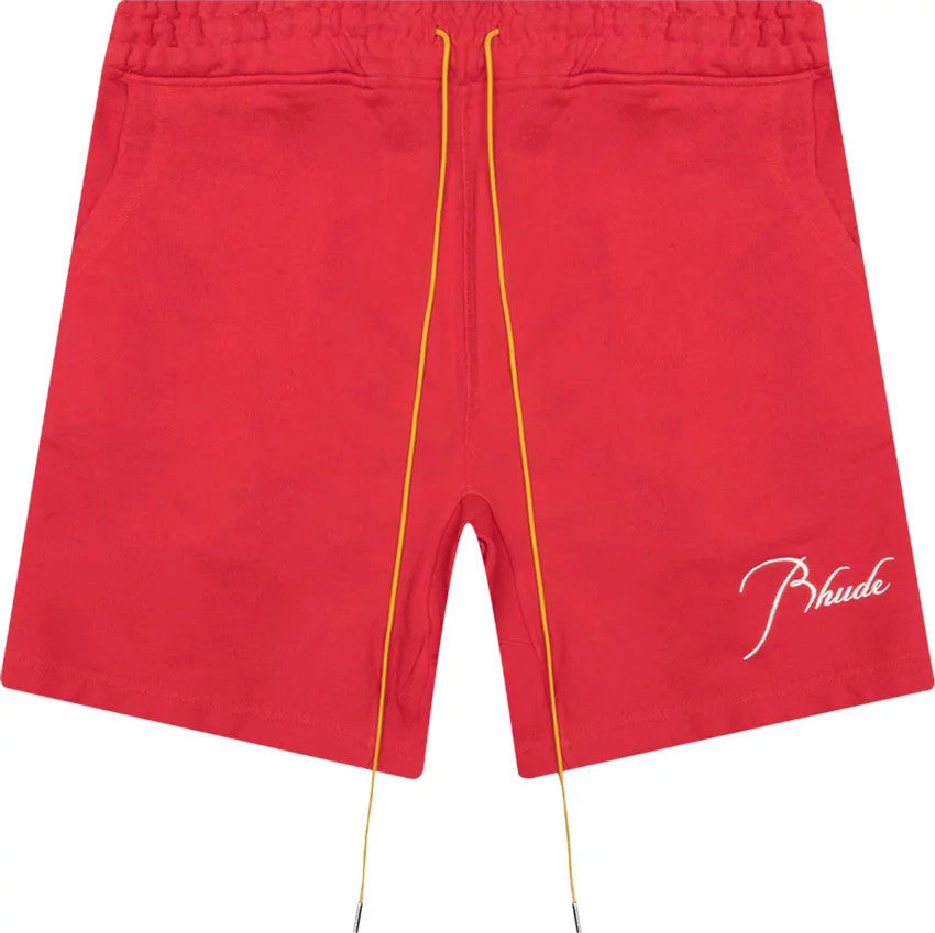 Rhude Script Logo Sweatshorts Red