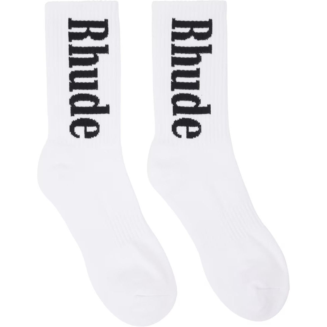 Rhude RH Vertical Logo Socks White/Black