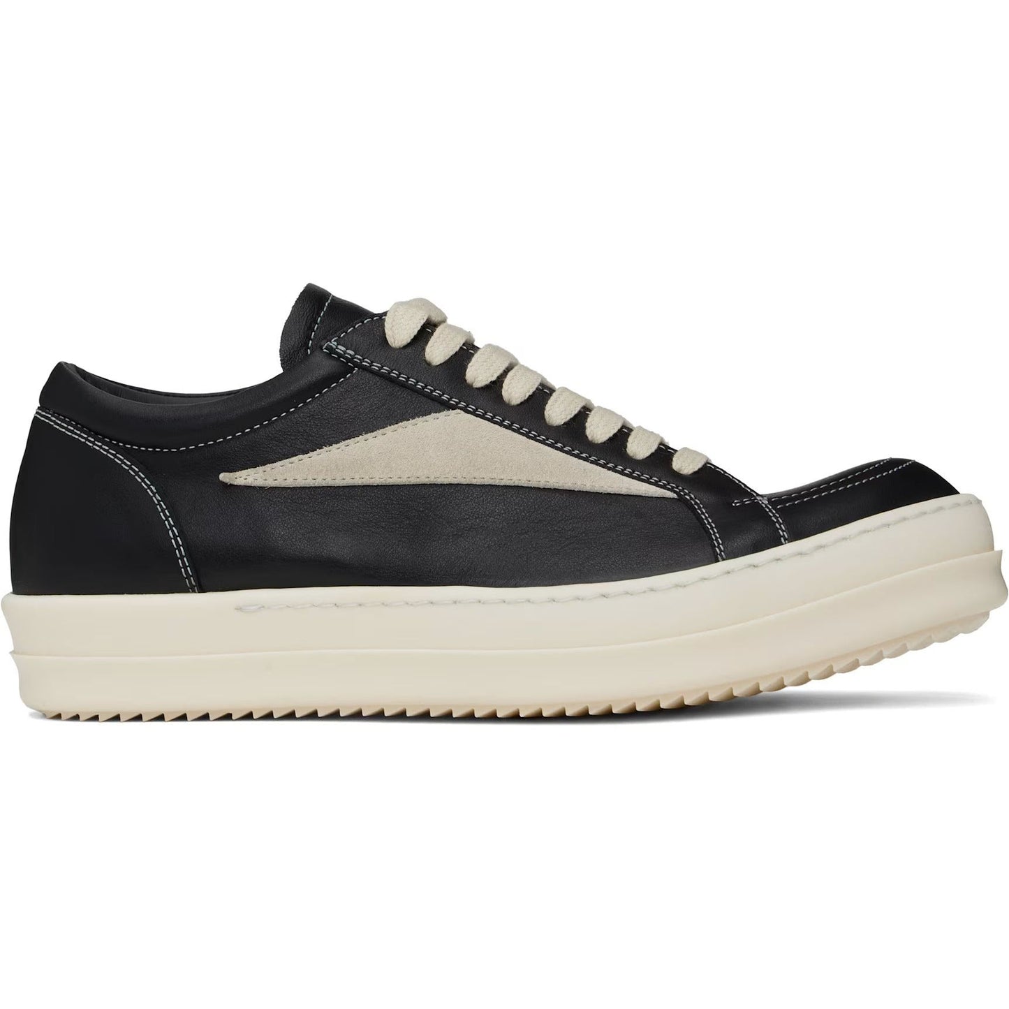 Rick Owens Hollywood Leather Vintage Low Sneakers Black/Milk/Milk