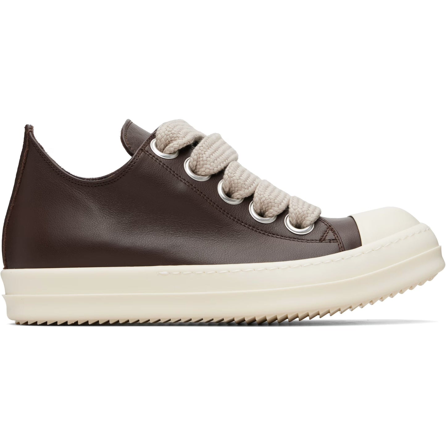 Rick Owens SS26 Temple Jumbo Laced Low Sneakers Macassar/Milk/Milk