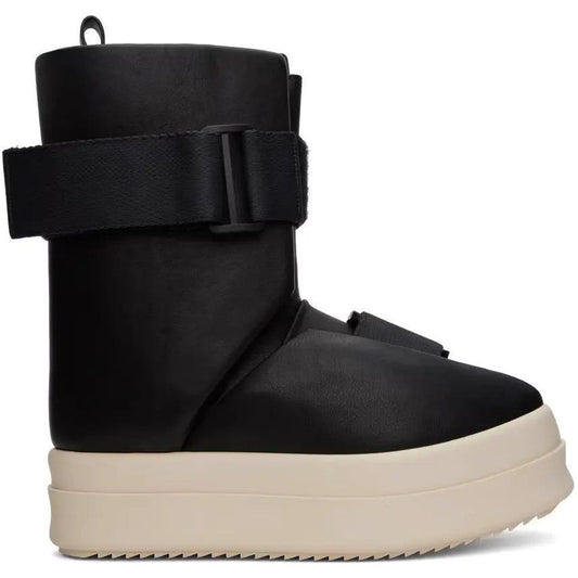 Rick Owens Buckled Leather Ankle Boots Black/Milk