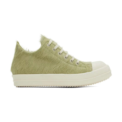 Rick Owens Low-Top Calf-Hair Sneakers Green/Dirty Acid/Milk