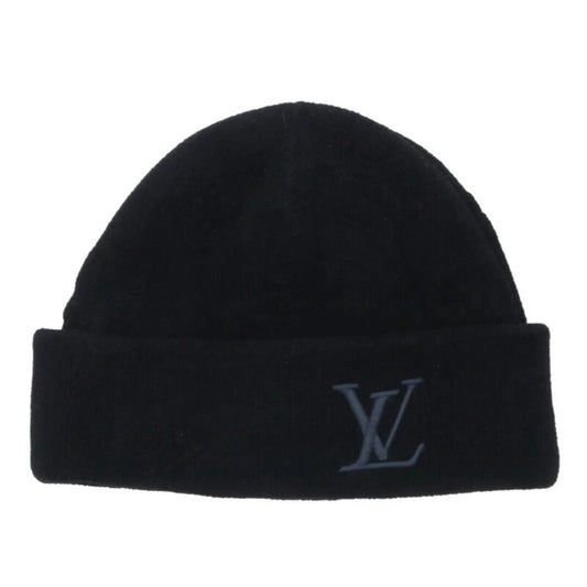 Louis Vuitton Crush Logo Embroidered Beanie Black