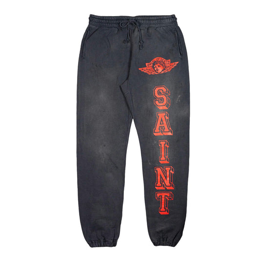 Saint Michael Angel Of Death Distressed Sweatpants Black