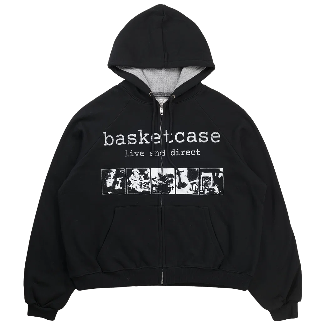 Basketcase Gallery Scar Thermal Lined Zip-Up Hoodie Black