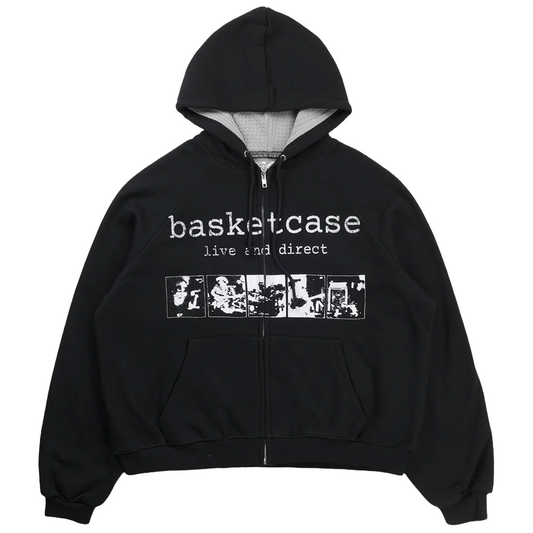 Basketcase Gallery Scar Thermal Lined Zip-Up Hoodie Black