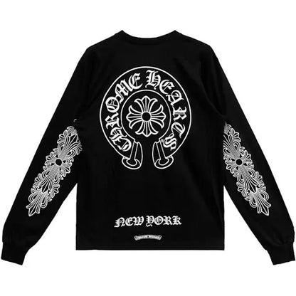 Chrome Hearts New York Exclusive Horseshoe Floral L/S T-Shirt Black