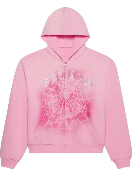 Sp5der OG Web V2 Spray Pink Hoodie Light Pink