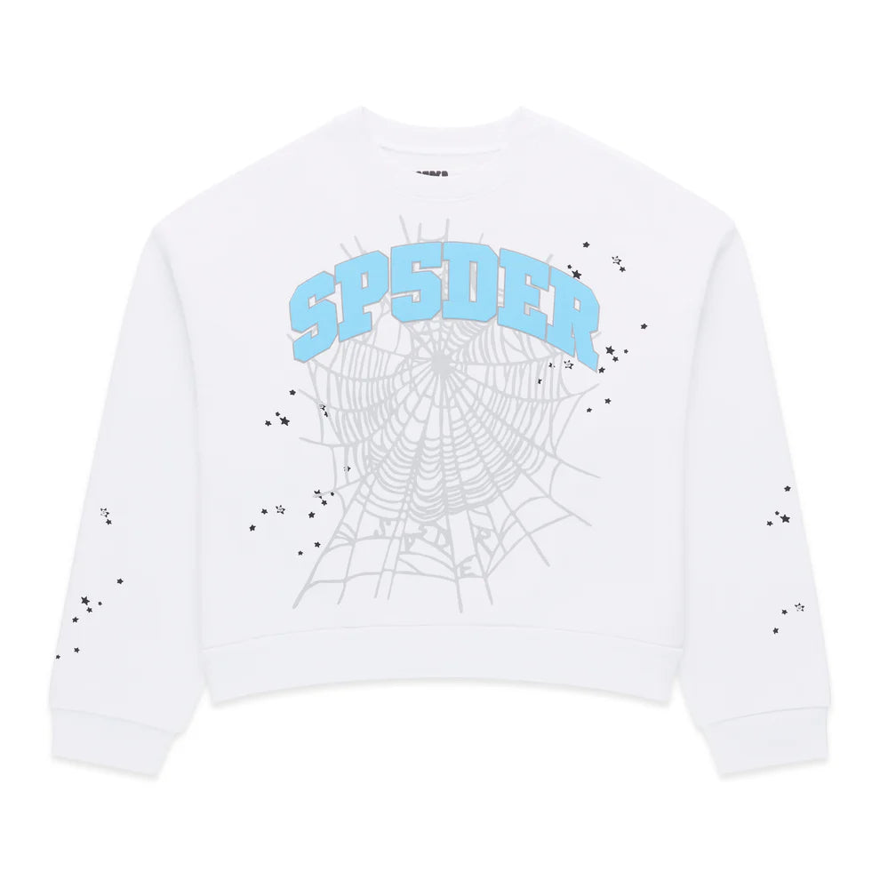 Sp5der Varsity Web Crewneck White
