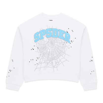 Sp5der Varsity Web Crewneck White