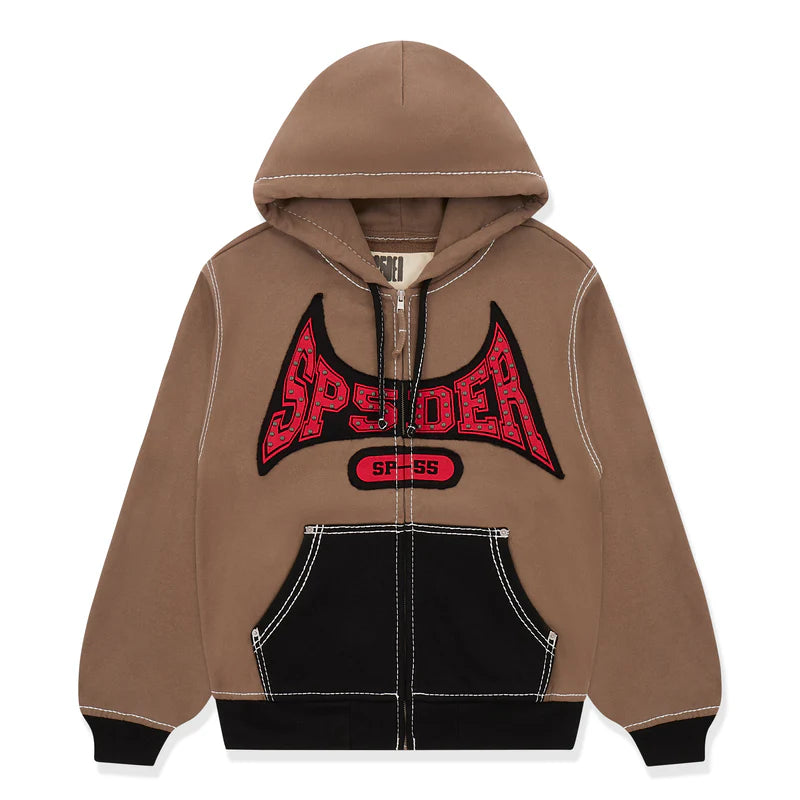 Sp5der T&F Zip-Up Hoodie Brown