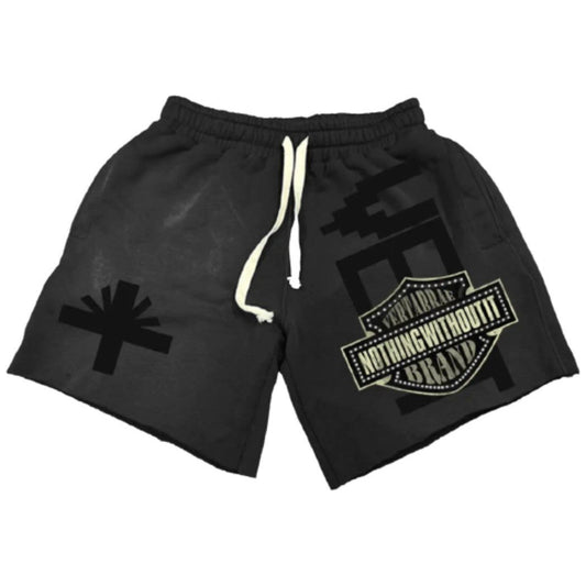 Vertabrae Black Double Emblem Shorts