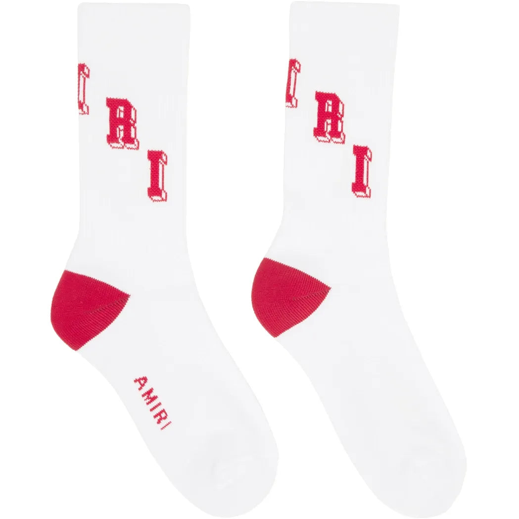 Amiri Collegiate Socks White/Red