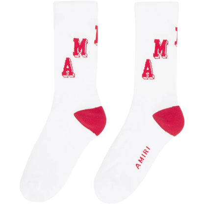 Amiri Collegiate Socks White/Red