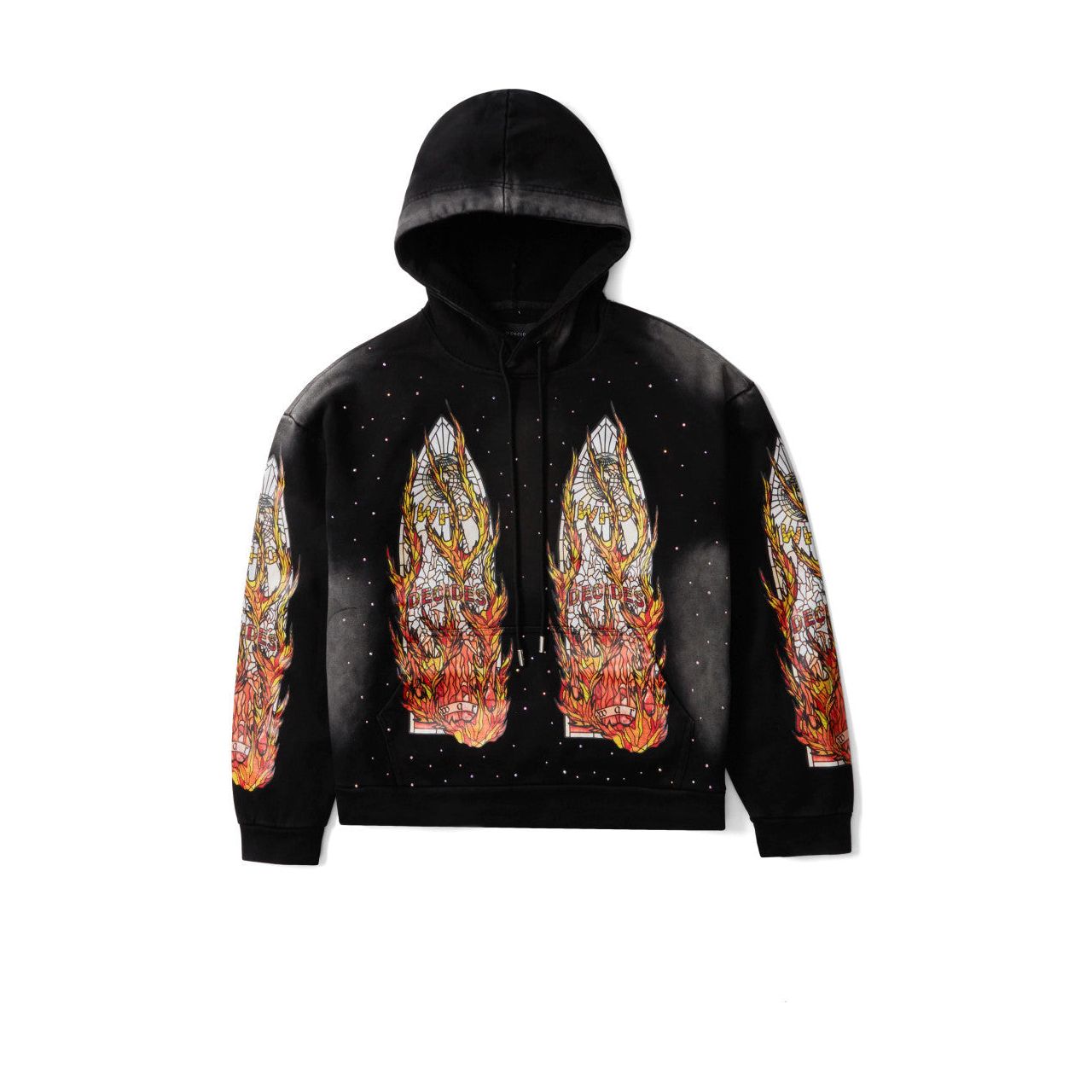 Who Decides War Flame Glass Hoodie Black