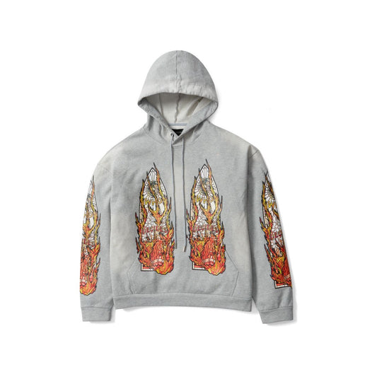 Who Decides War Flame Glass Hoodie Grey